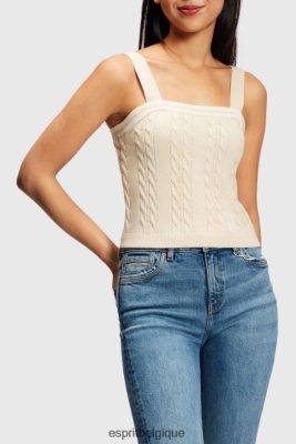 Esprit Belgique - Esprit caraco torsadé à logo dauphin beige clair femmes DJX6JH409 pulls