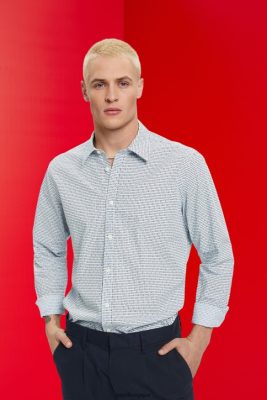 Esprit Belgique - Esprit chemise coupe slim avec motif all-over bleu clair hommes DJX6JH778 chemises