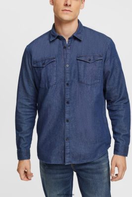Esprit Belgique - Esprit chemise en jean bleu foncé hommes DJX6JH835 chemises
