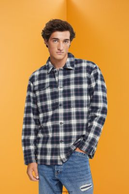 Esprit Belgique - Esprit chemise oversize en pur coton à motif à carreaux bleu pétrole hommes DJX6JH838 chemises