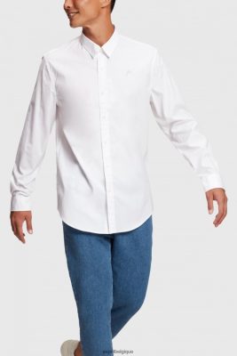 Esprit Belgique - Esprit chemise slim fit en popeline à badge dauphin blanc hommes DJX6JH802 chemises