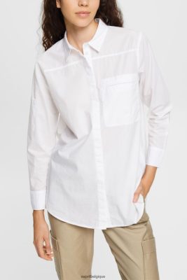 Esprit Belgique - Esprit chemisier chemise, coton biologique blanc femmes DJX6JH541 chemisiers
