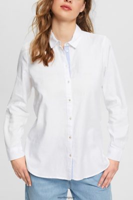 Esprit Belgique - Esprit chemisier chemise en 100% coton blanc femmes DJX6JH514 chemisiers