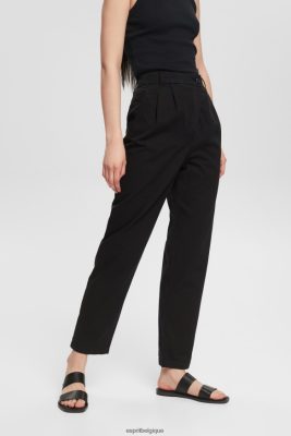 Esprit Belgique - Esprit chino taille haute, 100% coton pima noir femmes DJX6JH343 pantalons et pantalons