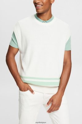 Esprit Belgique - Esprit débardeur à deux rayures blanc cassé hommes DJX6JH841 pulls