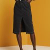 Esprit Belgique - Esprit jupe midi avec ceinture asymétrique noir délavé moyen femmes DJX6JH208 jupes