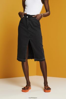 Esprit Belgique - Esprit jupe midi avec ceinture asymétrique noir délavé moyen femmes DJX6JH208 jupes