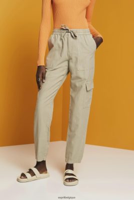 Esprit Belgique - Esprit pantalon cargo en tissus mélangés avec tencel vert poussiéreux femmes DJX6JH265 pantalons et pantalons