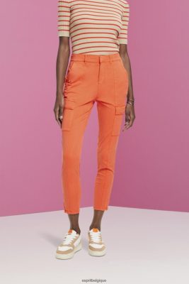 Esprit Belgique - Esprit pantalon cargo taille mi-haute rouge orangé femmes DJX6JH271 pantalons et pantalons