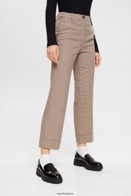 Esprit Belgique - Esprit pantalon à carreaux sable femmes DJX6JH529 pantalons et pantalons