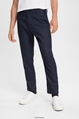Esprit Belgique - Esprit pantalon de costume texturé bleu foncé hommes DJX6JH880 pantalons et pantalons