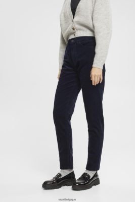 Esprit Belgique - Esprit pantalon en velours côtelé coupe mom marine femmes DJX6JH253 pantalons et pantalons