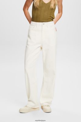 Esprit Belgique - Esprit pantalon large en sergé, 100% coton blanc cassé femmes DJX6JH4 pantalons et pantalons