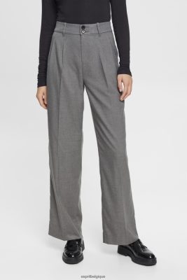 Esprit Belgique - Esprit pantalon large taille haute anthracite femmes DJX6JH247 pantalons et pantalons