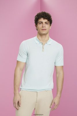 Esprit Belgique - Esprit polo en mélange de tencel et de coton durable vert aqua clair hommes DJX6JH760 polos