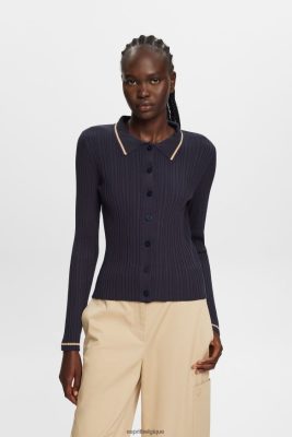 Esprit Belgique - Esprit polo en maille boutonné sur le devant bleu pétrole femmes DJX6JH22 pulls
