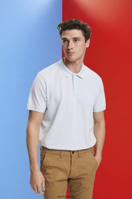 Esprit Belgique - Esprit polo en piqué de coton délavé bleu pastel hommes DJX6JH709 polos