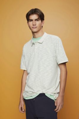 Esprit Belgique - Esprit polo mélangé à fines rayures vert agrumes hommes DJX6JH703 polos