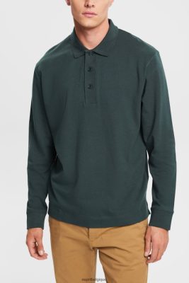 Esprit Belgique - Esprit polo à manches longues vert sarcelle foncé hommes DJX6JH820 polos
