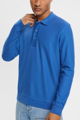 Esprit Belgique - Esprit polo piqué à manches longues bleu hommes DJX6JH952 polos