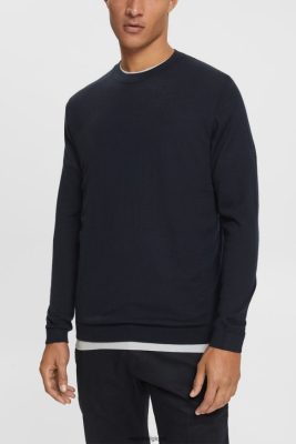 Esprit Belgique - Esprit pull en laine tricoté marine hommes DJX6JH904 pulls