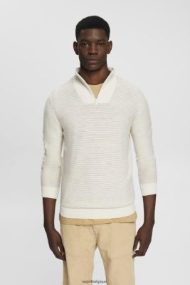 Esprit Belgique - Esprit pull en maille demi-zip à rayures colorées blanc cassé hommes DJX6JH727 pulls