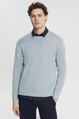 Esprit Belgique - Esprit pull en maille fine gris bleu hommes DJX6JH685 pulls