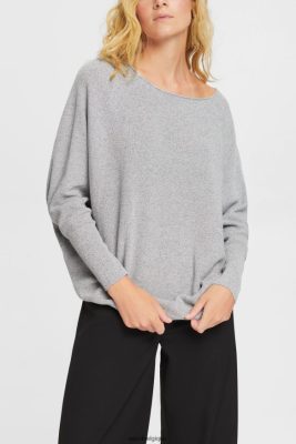 Esprit Belgique - Esprit pull en maille à manches chauve-souris gris moyen femmes DJX6JH544 pulls