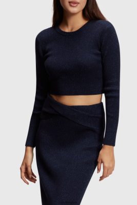 Esprit Belgique - Esprit pull métallisé à dos torsadé marine femmes DJX6JH358 pulls