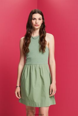 Esprit Belgique - Esprit robe courte en mélange de tissus kaki pâle femmes DJX6JH70 robes