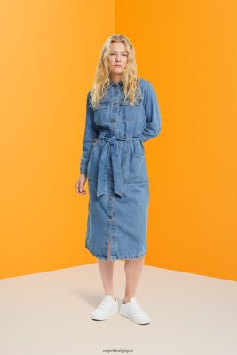 Esprit Belgique - Esprit robe en jean avec ceinture à nouer lavage à la lumière bleue femmes DJX6JH394 robes
