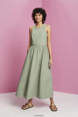 Esprit Belgique - Esprit robe midi en coton kaki pâle femmes DJX6JH184 robes