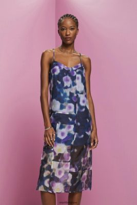 Esprit Belgique - Esprit robe midi en organza à motif lavande bleue femmes DJX6JH196 robes
