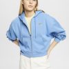 Esprit Belgique - Esprit sweat à capuche court zippé avec logo imprimé au dos lavande bleu clair femmes DJX6JH166 sweats et sweats à capuche
