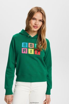 Esprit Belgique - Esprit sweat à capuche logo brodé, coton biologique vert foncé femmes DJX6JH10 sweats et sweats à capuche