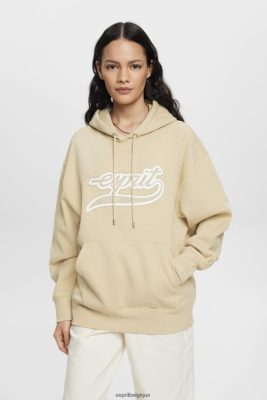Esprit Belgique - Esprit sweat à capuche à logo imprimé beige femmes DJX6JH169 sweats et sweats à capuche