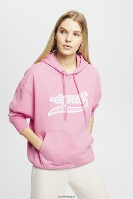 Esprit Belgique - Esprit sweat à capuche à logo imprimé rose femmes DJX6JH172 sweats et sweats à capuche