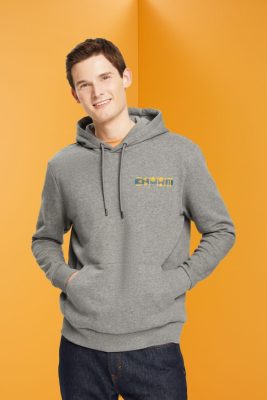 Esprit Belgique - Esprit sweat à capuche mélangé avec petit logo imprimé gris moyen hommes DJX6JH826 sweats et sweats à capuche