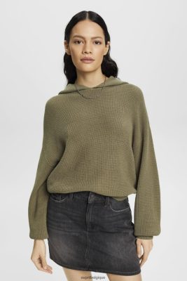 Esprit Belgique - Esprit sweat à capuche tricoté kaki clair femmes DJX6JH244 sweats et sweats à capuche