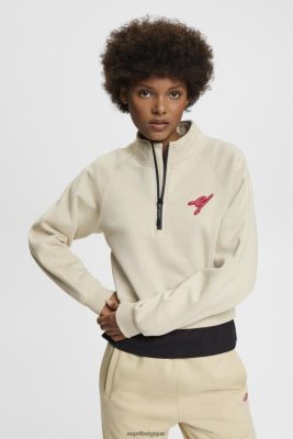 Esprit Belgique - Esprit sweat à demi-zip taupe clair femmes DJX6JH160 sweats et sweats à capuche