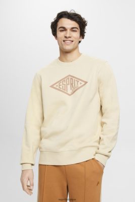Esprit Belgique - Esprit sweat à logo imprimé beige hommes DJX6JH655 sweats et sweats à capuche
