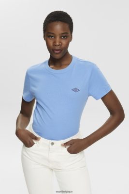 Esprit Belgique - Esprit t-shirt en coton avec logo brodé lavande bleu clair femmes DJX6JH151 t-shirts