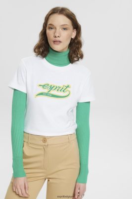 Esprit Belgique - Esprit t-shirt en coton avec logo imprimé blanc femmes DJX6JH142 t-shirts