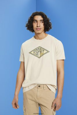 Esprit Belgique - Esprit t-shirt en coton à logo imprimé taupe clair hommes DJX6JH625 t-shirts