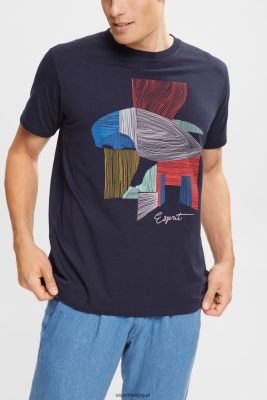 Esprit Belgique - Esprit t-shirt à illustration en coton durable marine hommes DJX6JH940 t-shirts