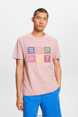 Esprit Belgique - Esprit t-shirt à logo, 100% coton vieux rose hommes DJX6JH589 t-shirts