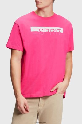 Esprit Belgique - Esprit t-shirt à logo brillant mat rose fuchsia hommes DJX6JH619 t-shirts