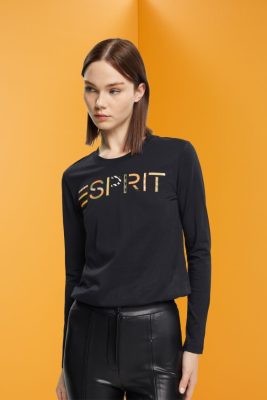 Esprit Belgique - Esprit t-shirt à manches longues avec logo noir femmes DJX6JH460 t-shirts