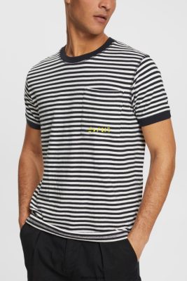 Esprit Belgique - Esprit t-shirt rayé en maille noir hommes DJX6JH898 t-shirts