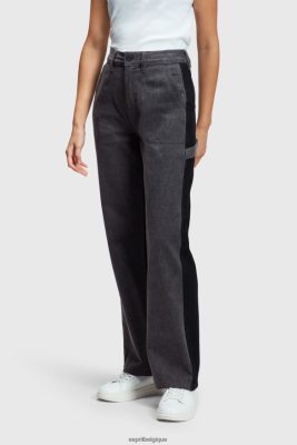 Esprit Pantalon - Esprit Jean de travail droit taille haute des années 90 noir délavé moyen femmes DJX6JH365 jean